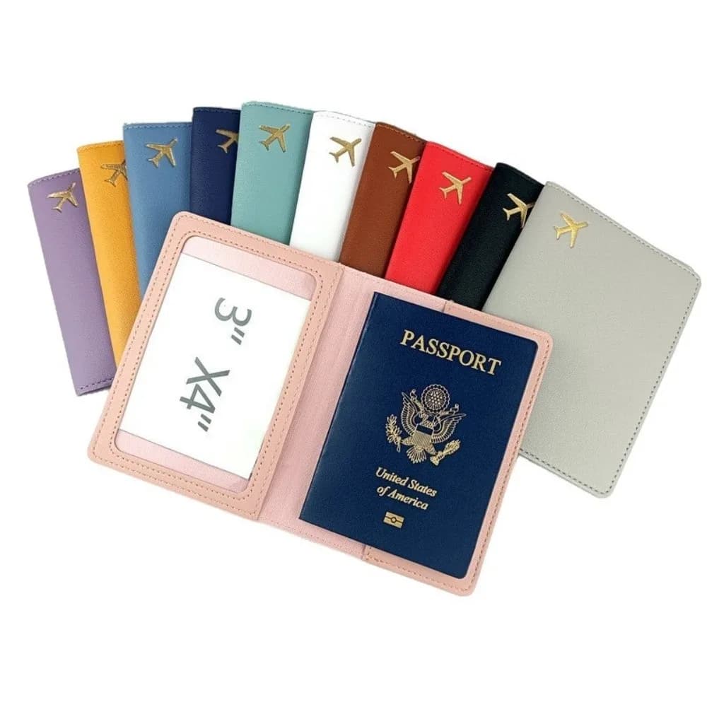 Porta Passaporto in Pelle PU Impermeabile Leggero Custodia Protettiva per Passaporto Tinta Unita Portatile