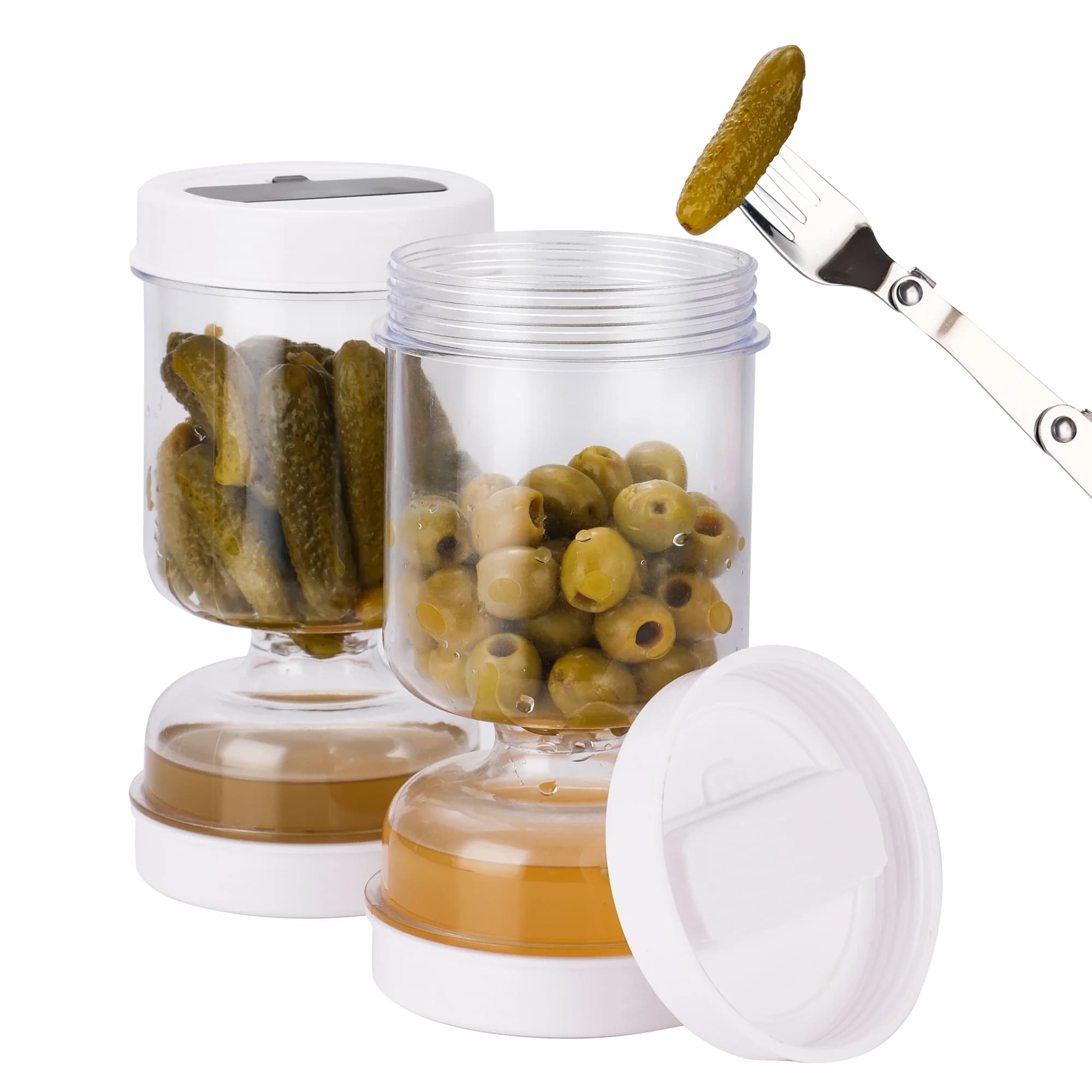 Barattolo con Colino per Olive e Sottaceti, Nuovo Contenitore a Clessidra per Olive con Colino, Contenitore Ribaltabile per Sottaceti per Conservazione Ermetica degli Alimenti