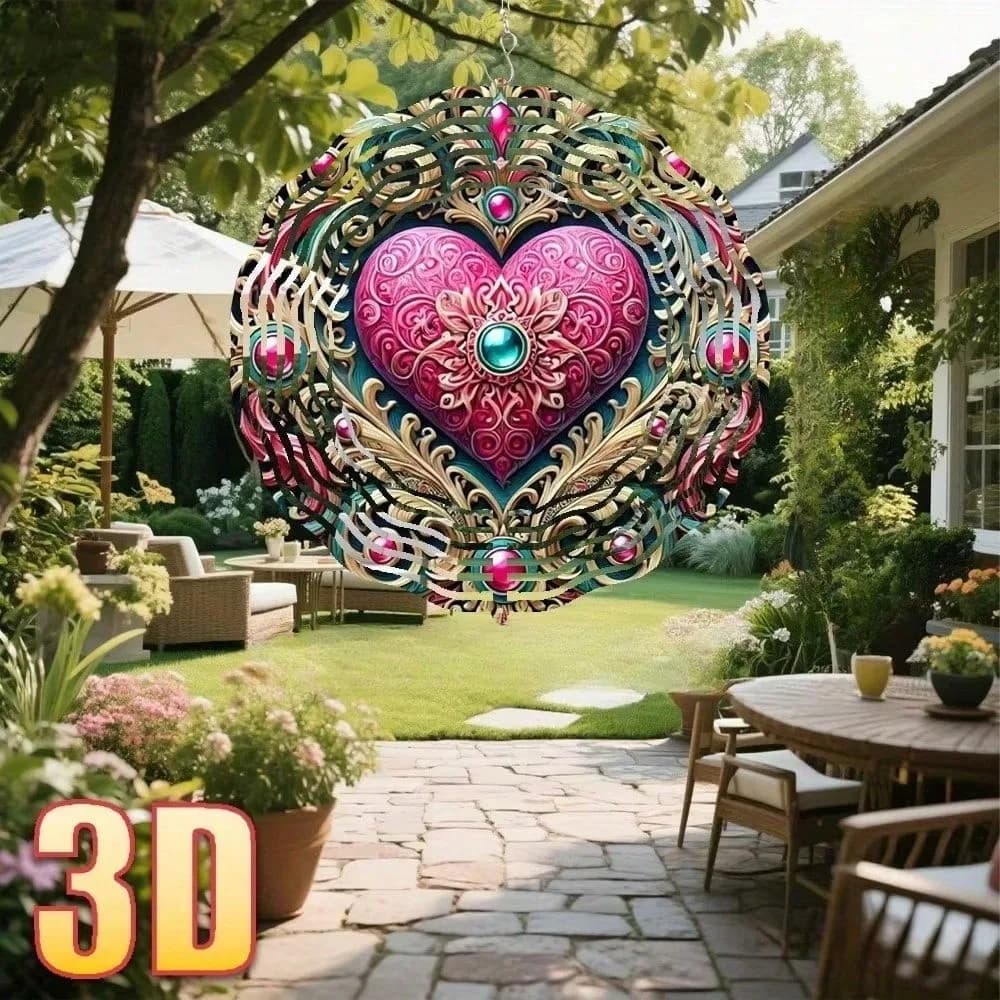 CIFBUY Wind Chimes Metal Outdoor Garden Decor Waterproof Rustproof 3D Heart Art for Patio Lawn Yard Home Decor