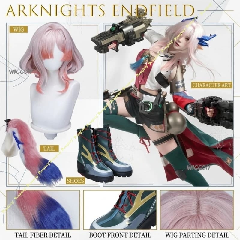 Arknights Endfield Mifu Shapable Long Fluffy Tail Custom Cosplay Accessory For Anime Game Cosplay Boots Game Costume Halloween