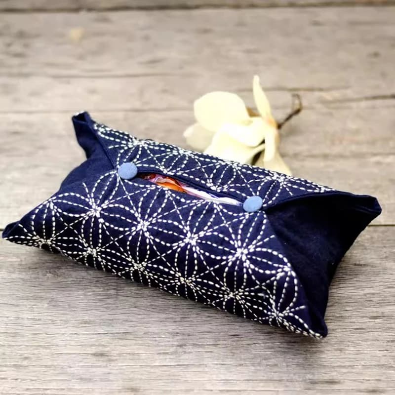 Kit fai da te con coperchio per scatola di fazzoletti Sashiko, forniture artigianali per ricamo e cucito per principianti e adulti