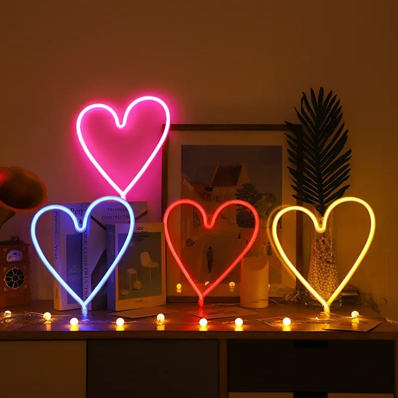 Luci al neon a forma di cuore Decorazioni per San Valentino per decorazioni da parete Insegne al neon per camera da letto Matrimonio Compleanno Festa Festa Regalo per bambini