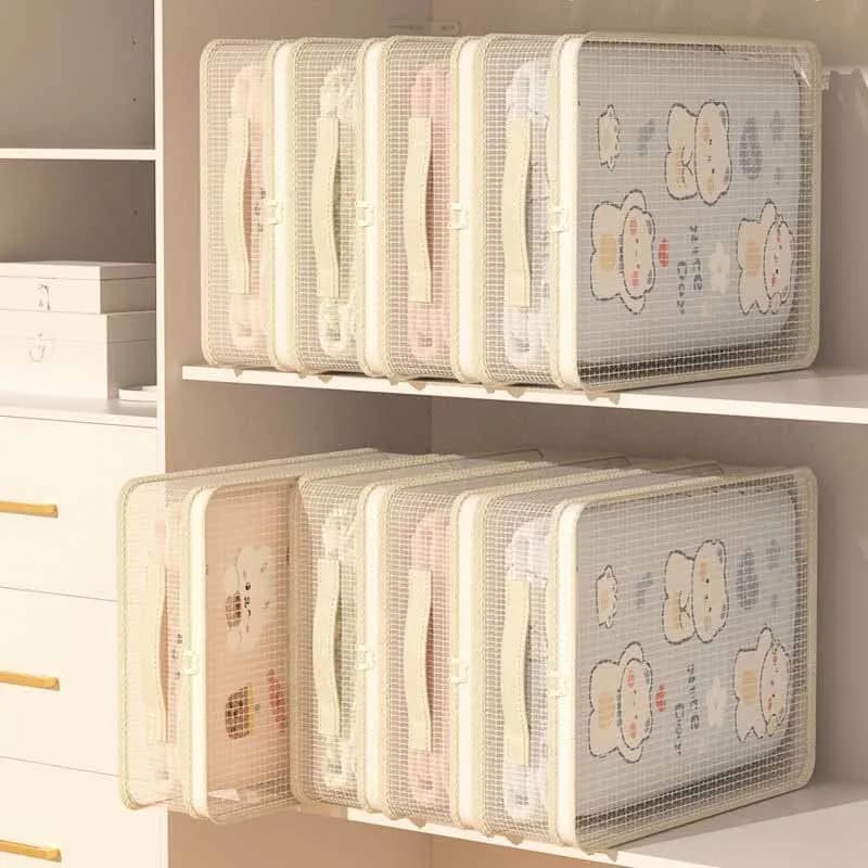 Transparent bed linen bag, four-piece set, organizer bag for bed linen, bedroom wardrobe, storage box under the bed drawer