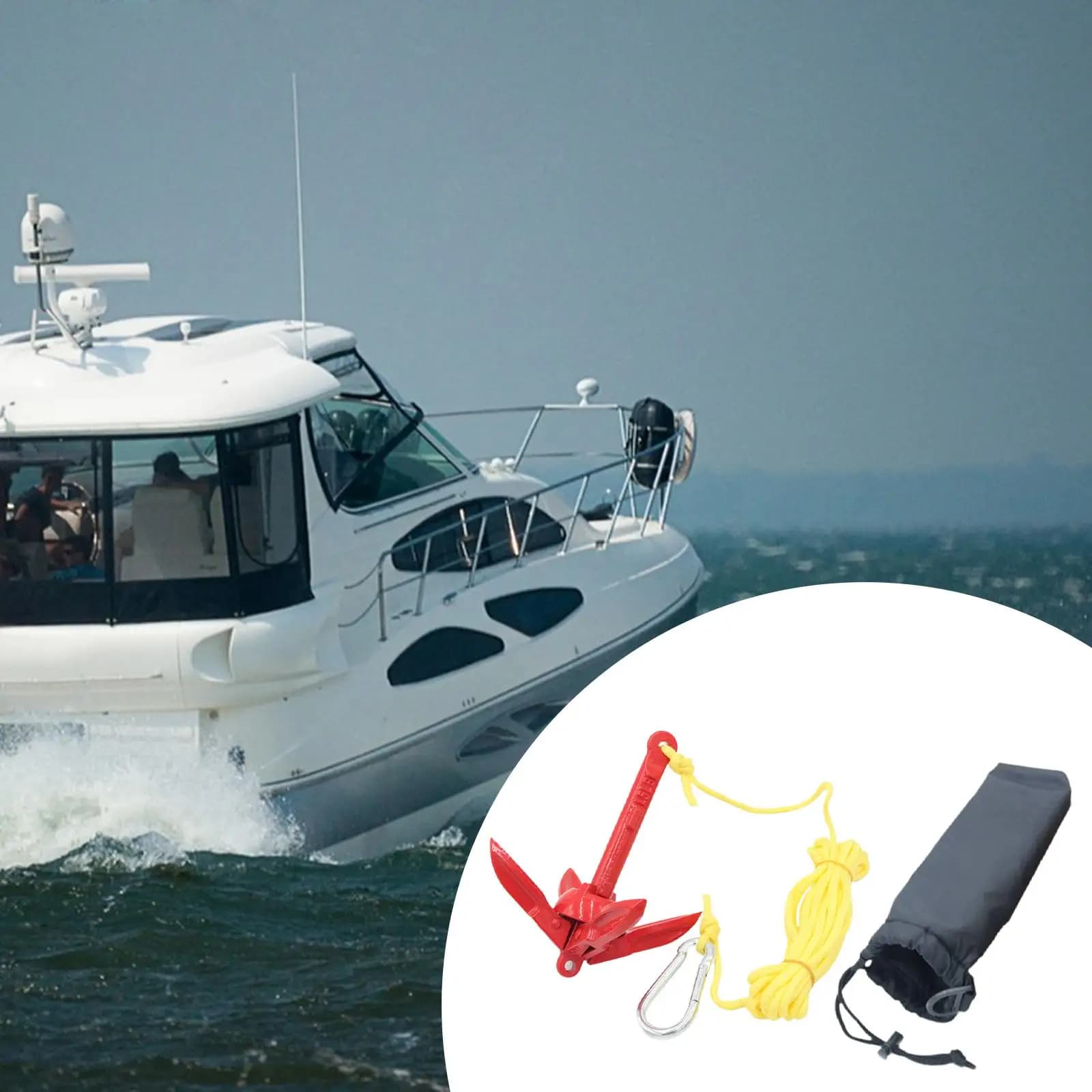 Ancora per barca con gancio in acciaio al carbonio da 0,7 kg per imbarcazioni, barche da pesca, gommoni