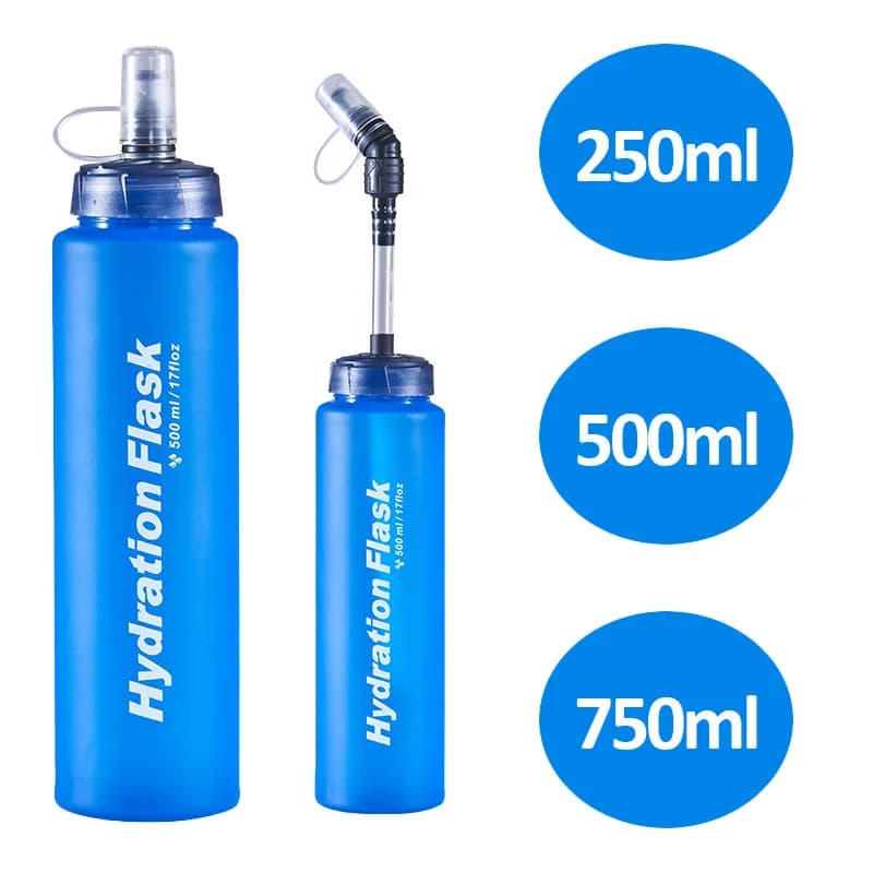 Foldable water bottle with soft bottle in TPU 250ml 500ml 750ml Running hydration bag Marsupio vest Outdoor sports water bottle bag