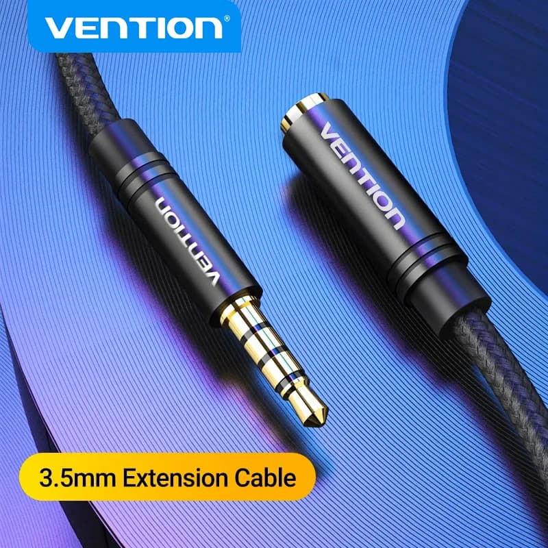 Vention Jack 3.5 Cavo di prolunga Aux per auto portatile Mini PC TV Xiaomi Huawei Stereo Jack da 3,5 mm Cavo per altoparlante per cuffie ausiliario