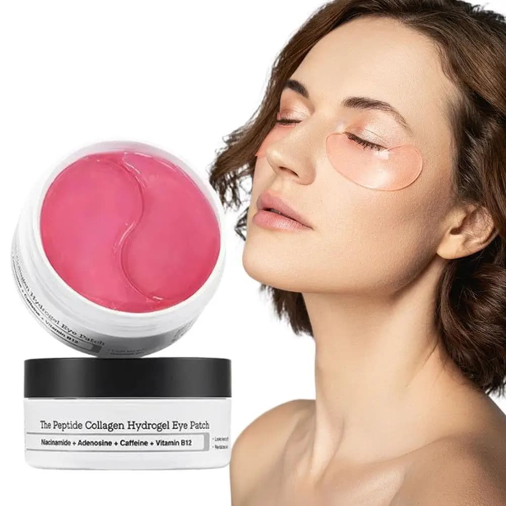 Patch Occhi Idrogel al Collagene Peptidico, Niacinamide Adenosina Caffeina Vitamina B12, Riduce le Occhiaie, Skincare Coreana Delicata