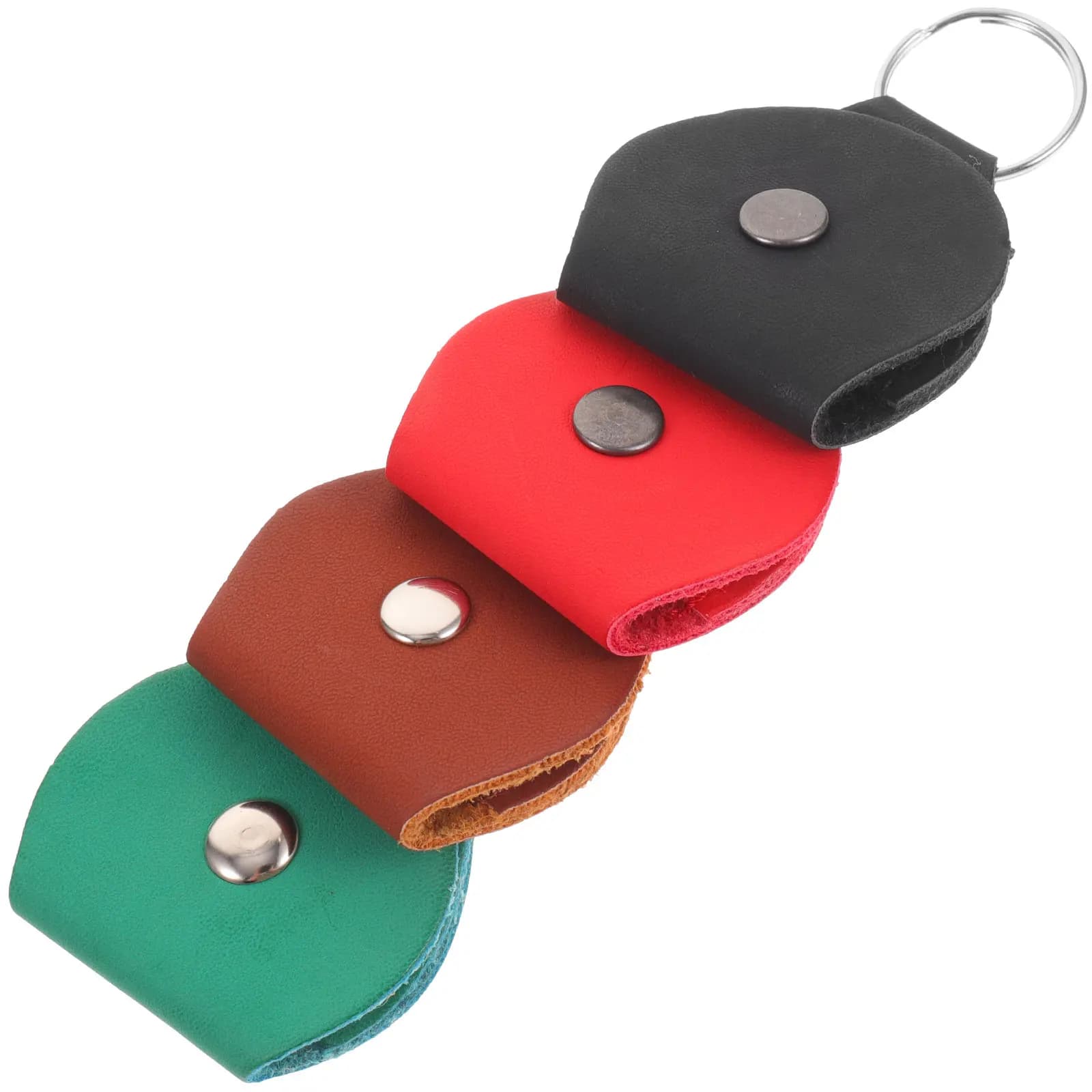 Set di 4 Custodie Porta Plettri per Chitarra in PU, Organizer Portatile con Portachiavi per Chitarra Acustica ed Elettrica