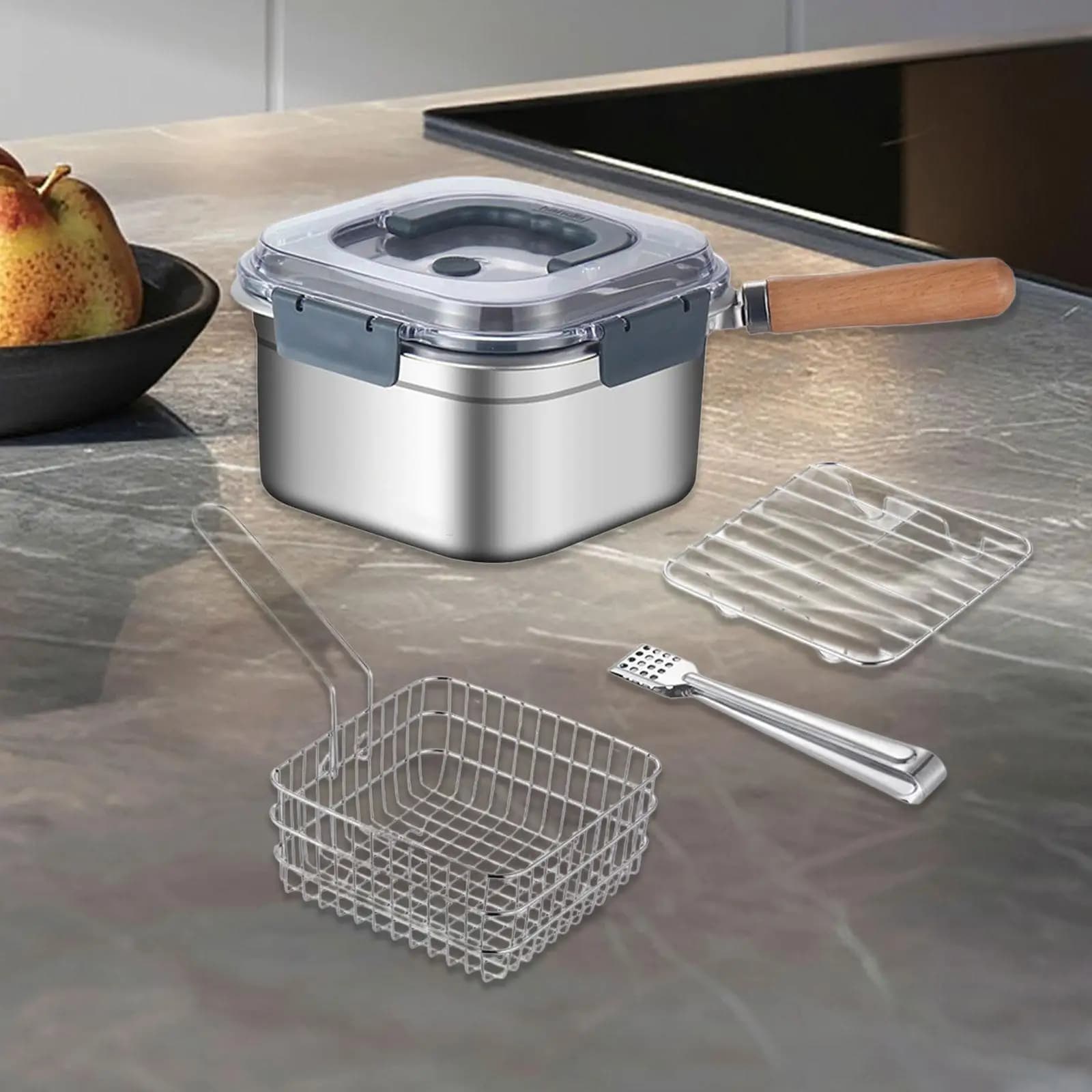 Stainless Steel Brush Easy to store Versatile Pots Picnic frying basket Gas/induction cooker for home use