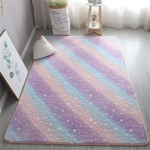Tappeto Grande Stile Nordico Minimalista, Tappetino Rettangolare Antiscivolo per Camera dei Bambini e Soggiorno, Design con Stelle e Arcobaleno