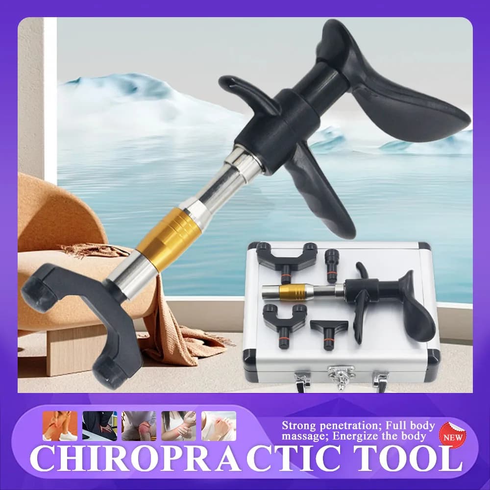 Instruments for Chiropractic Adjustment 300N, Manual Pistola for Spinal Therapy, Relief from Articular Pain, Vertebral Adjustment Tool with 4 Heads, Portable Massage