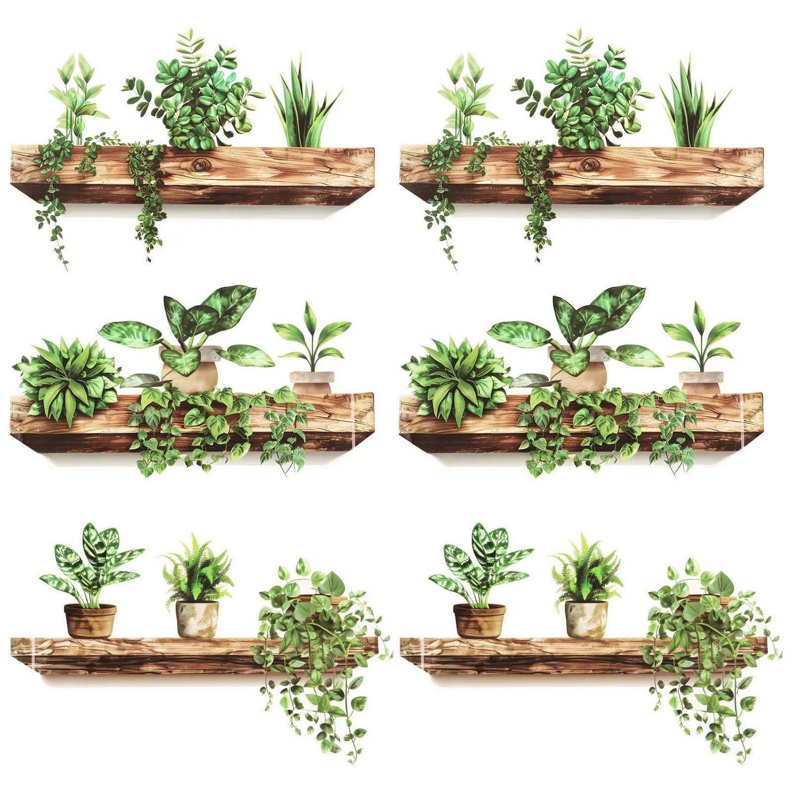 2 Sets Potted Plant Wall Sticker Removable PVC Peel and Stick Green Plant Wall Decal Decor for Bedroom Living Room Children Room