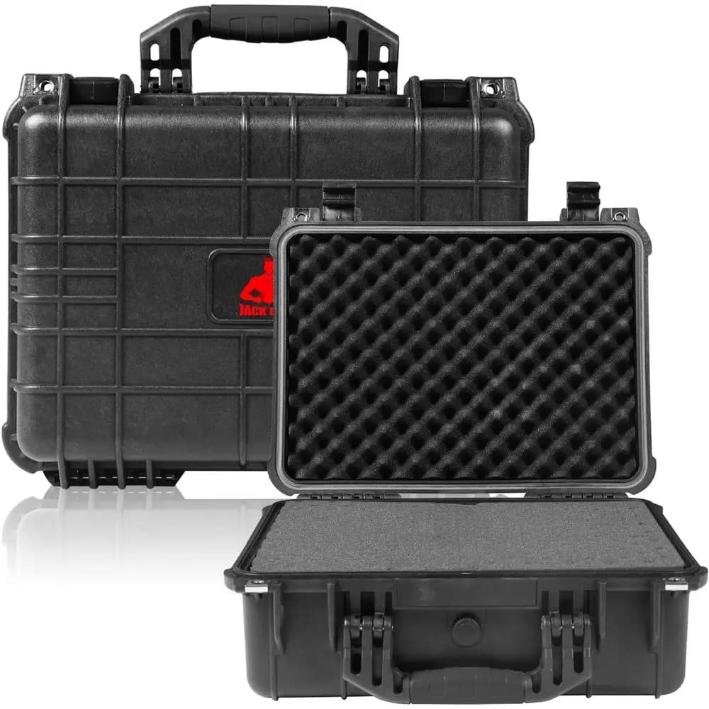 Valigetta Portatile Impermeabile 16x12.8x6.8 per Fotocamere con Schiuma Personalizzabile per Droni e Attrezzature, Nera
