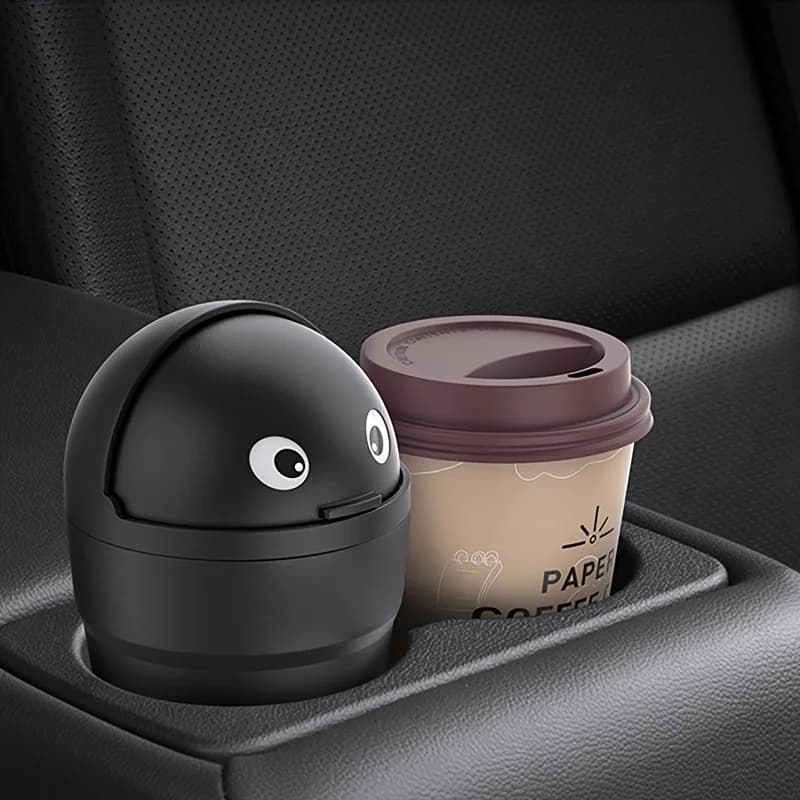 Pattumiera per auto Scatola portaoggetti per organizer automatico con coperchio a battente Simpatico mini bidone della spazzatura per veicoli a tenuta stagna per auto universale