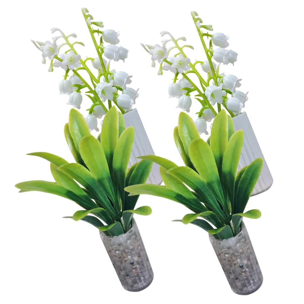 Set of 4 Plants in Resin Pot Realistics in Miniature for Home Decoration, Office, Desk, Shelves, Children's Room, Micro Landscape