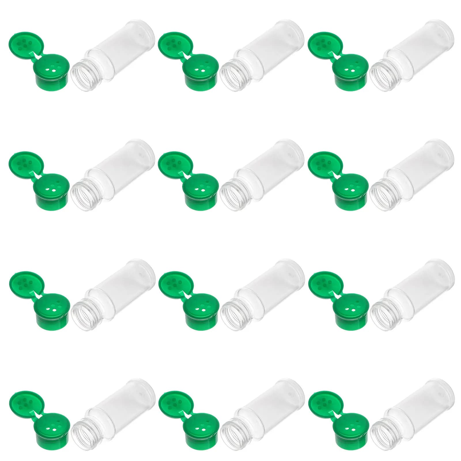 Set di 12 Barattoli Trasparenti in Plastica per Spezie, Contenitori per Sale e Pepe per Cucina e Barbecue