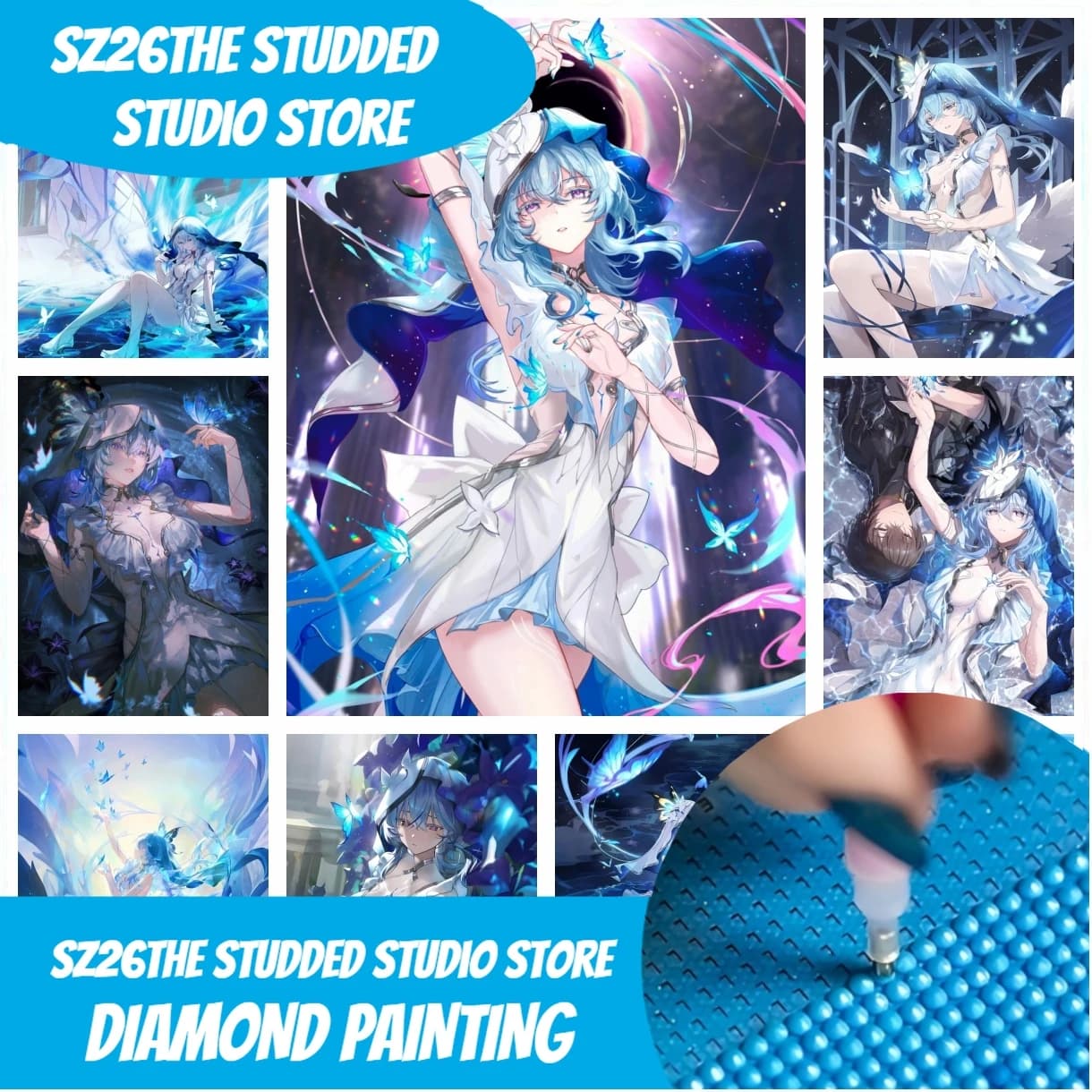 Kit di Pittura Diamantata 5D Fai da Te Anime Game 5D DIY Diamond Embroidery Cross S - The Studded W-Wuthering-Wave-e-Cute Verina Rover ShouAnRen