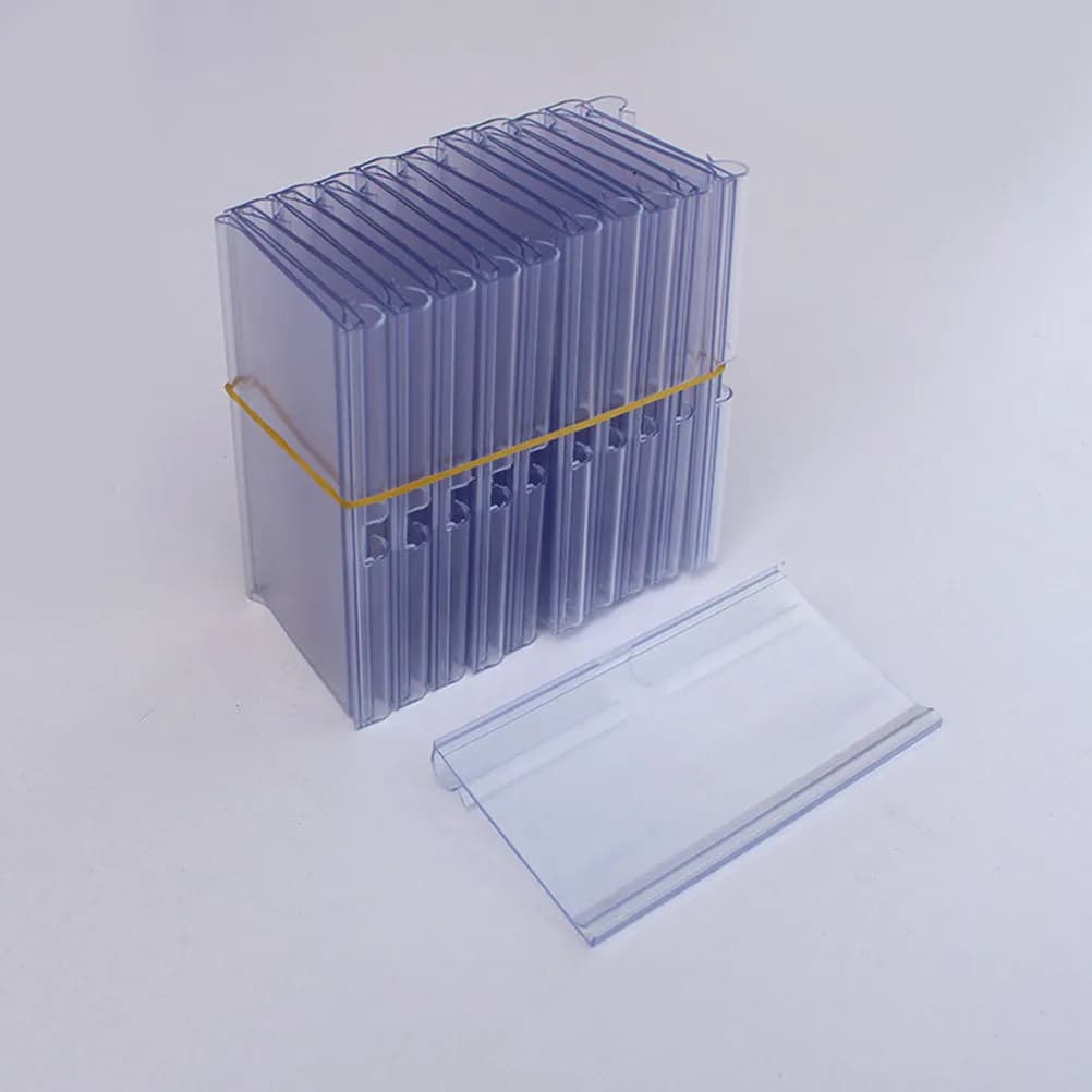 36Pcs 4.2x8cm Transparent PVC Price Tags Clear Plastic Label Holders for Supermarket Mall Retail Store Shelf Display