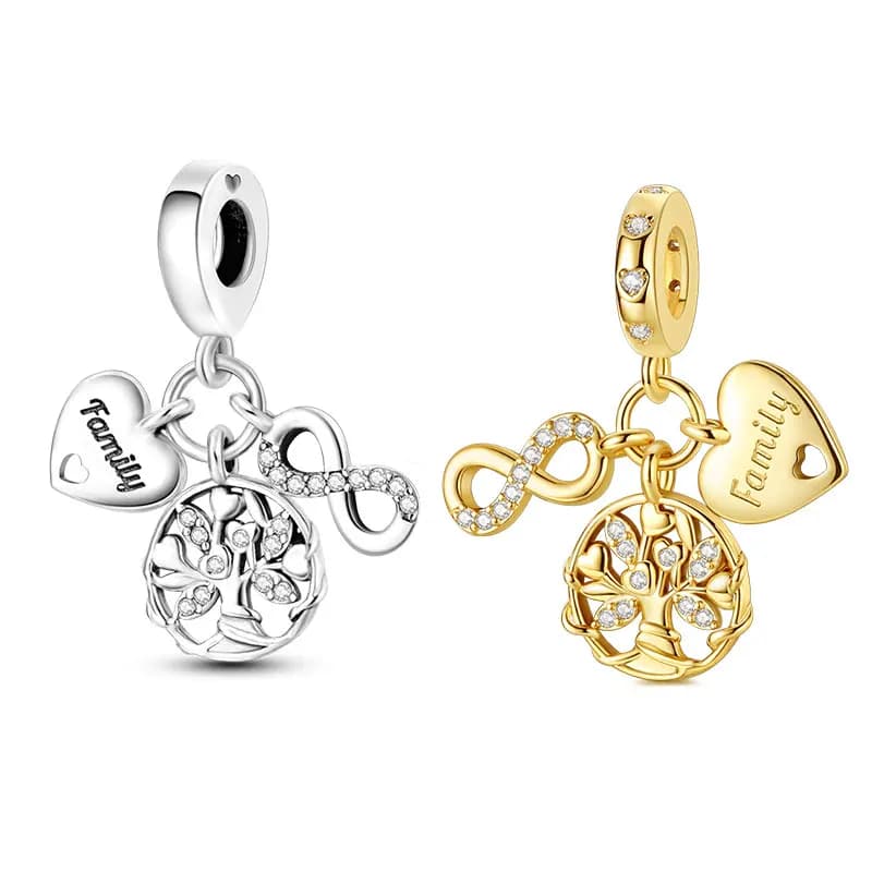 Ciondoli in Argento 925 Bicolore Albero della Vita Simbolo Eterno, Perline Raffinate da 3mm per Bracciali Originali da Donna, Gioielli Fai da Te, Regalo, Offerta Speciale