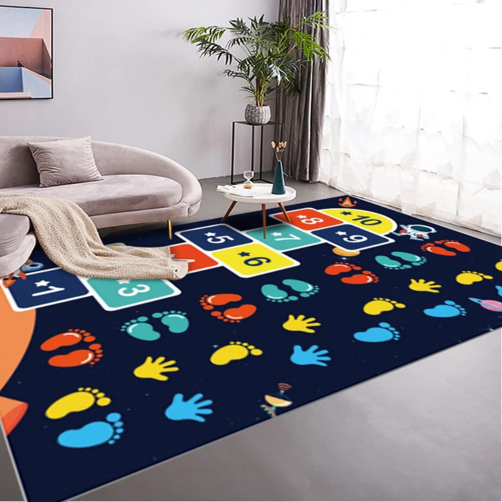 Tappeto da gioco Hopscotch per bambini, tappetino antiscivolo per cameretta, tappeto morbido per soggiorno, decorazione educativa per neonati