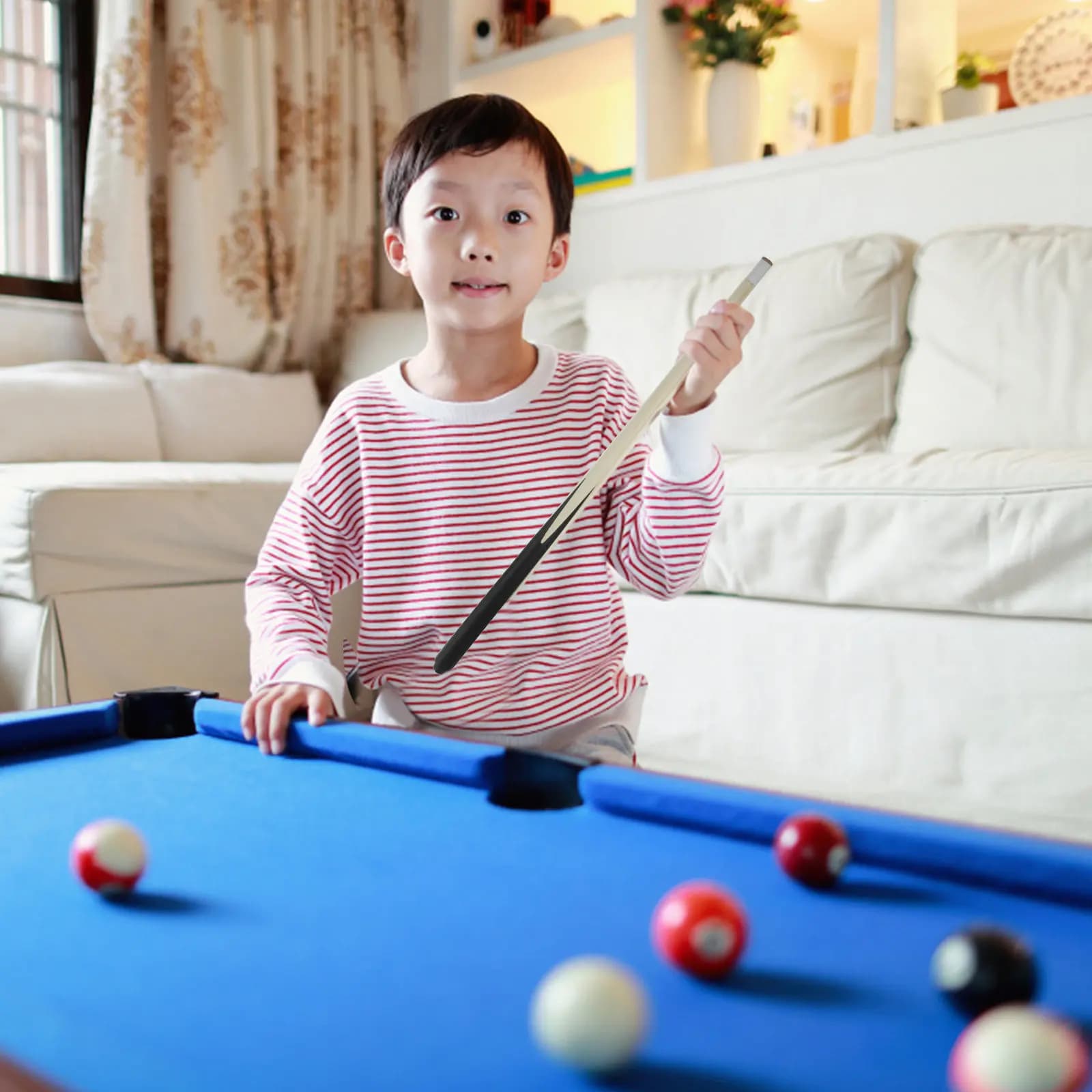 Mini Stecca da Biliardo in Legno per Bambini, Stecca Corta Portatile e Leggera per Intrattenimento Infantile, Accessorio per Biliardo