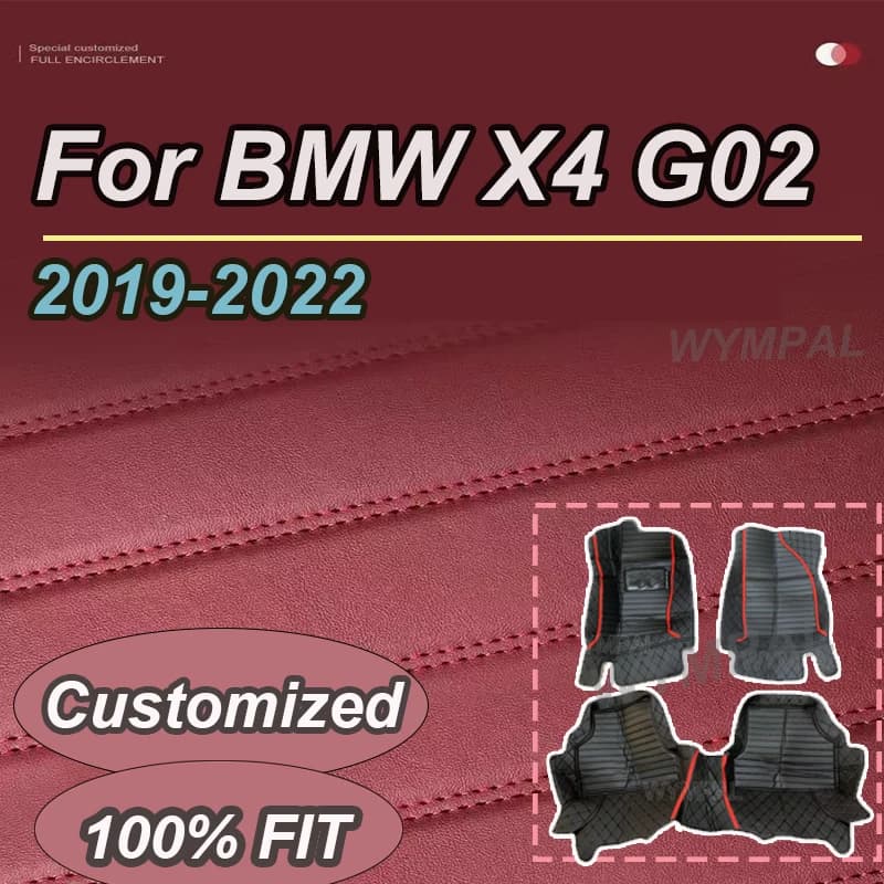 LUXURY Car Floor Mats For BMW X4 G02 MK2 2019~2022 Rug Covers Leather Luxury Mat Anti Dirt Pad Carpet Car Accessories Interior