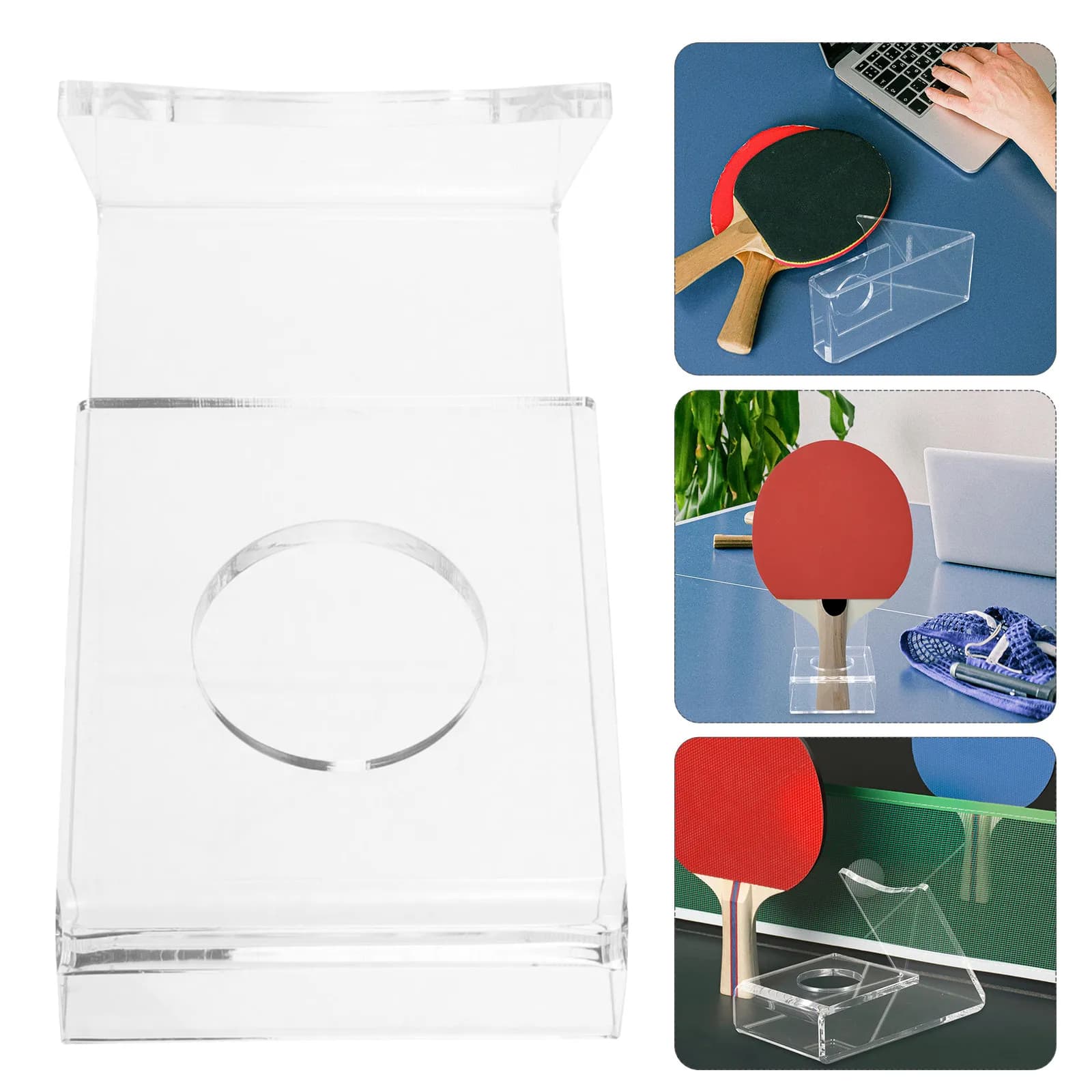 Supporto Espositivo in Acrilico Trasparente per Racchette da Ping Pong, Salvaspazio per Ufficio e Casa