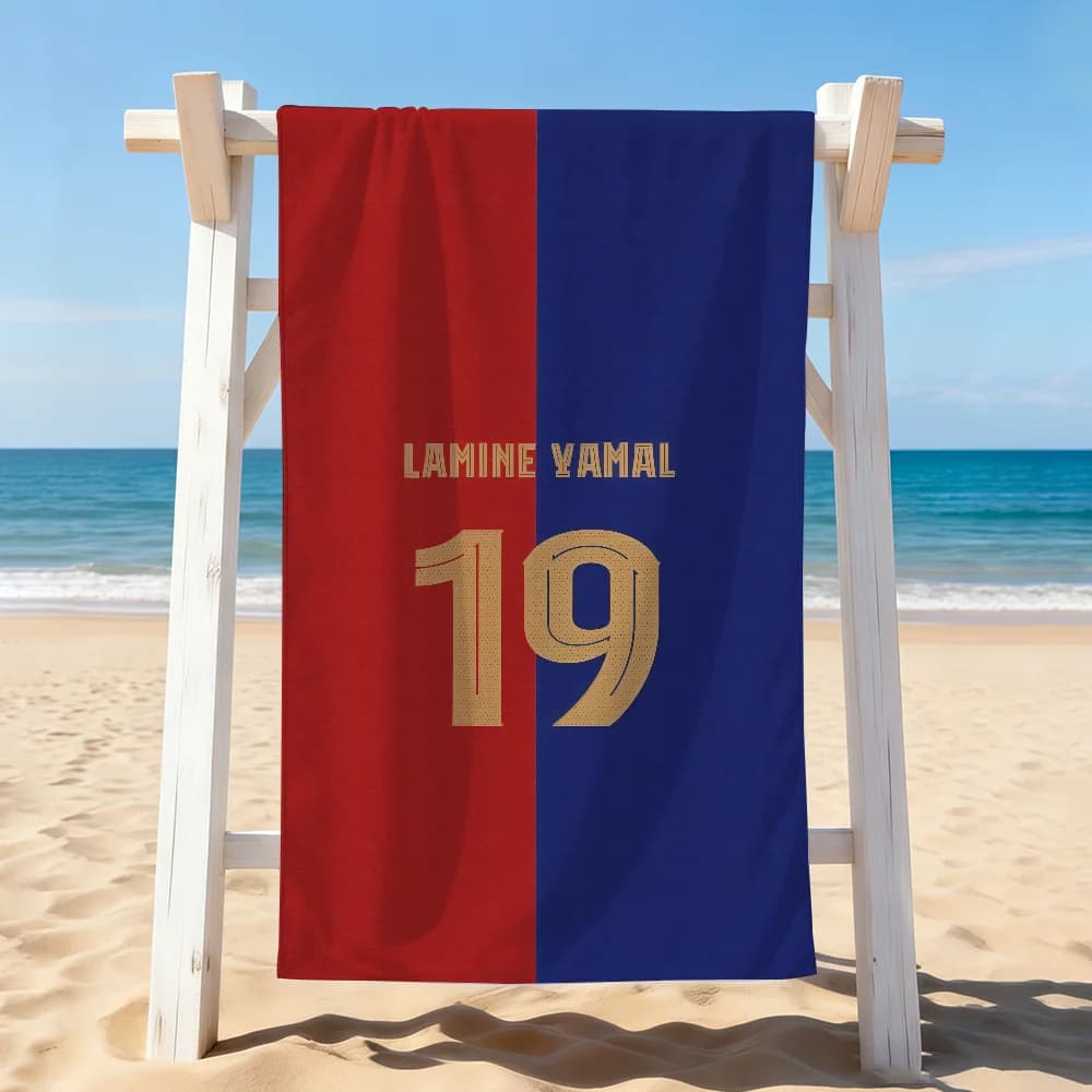 Towel Footballer L-lamine Y-yamal, suitable for light swimming, camping, yoga, beach