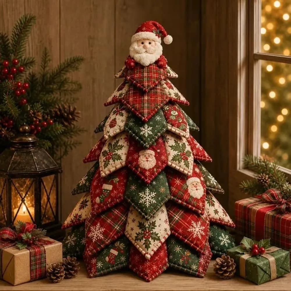 Floral Fabrics Christmas Tree Patchwork Set Creative Design Material Pack DIY Sewing Kit Home Decoration Hanging Kit