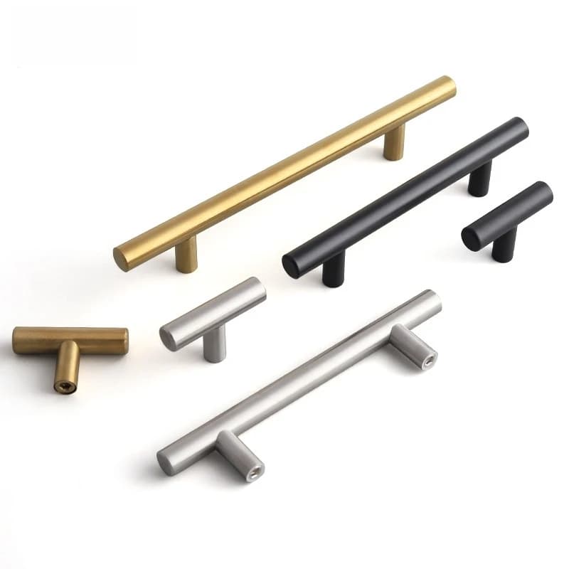 Maniglia moderna per armadio dritto in acciaio inossidabile spazzolato oro nero, maniglia a foro singolo per ante cucina, tirante per mobile