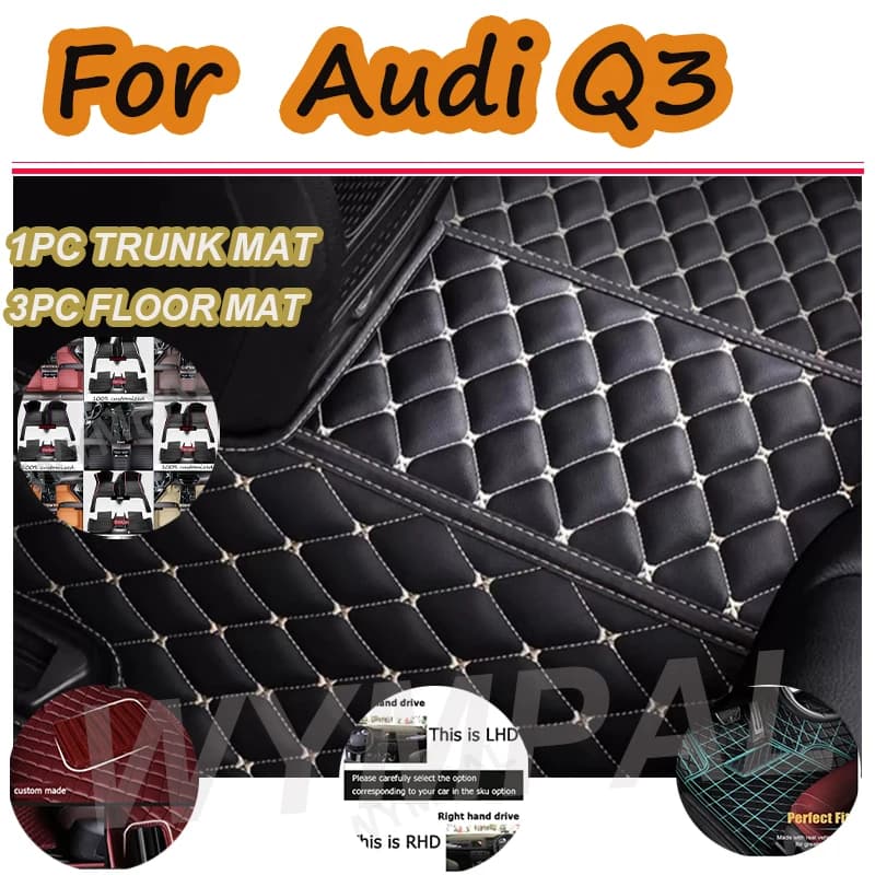 LUXURY Custom Automotive Car Floor Mats For Audi Q3 2013 2014 2015 2016 2017 2018 Auto Luxury Leather