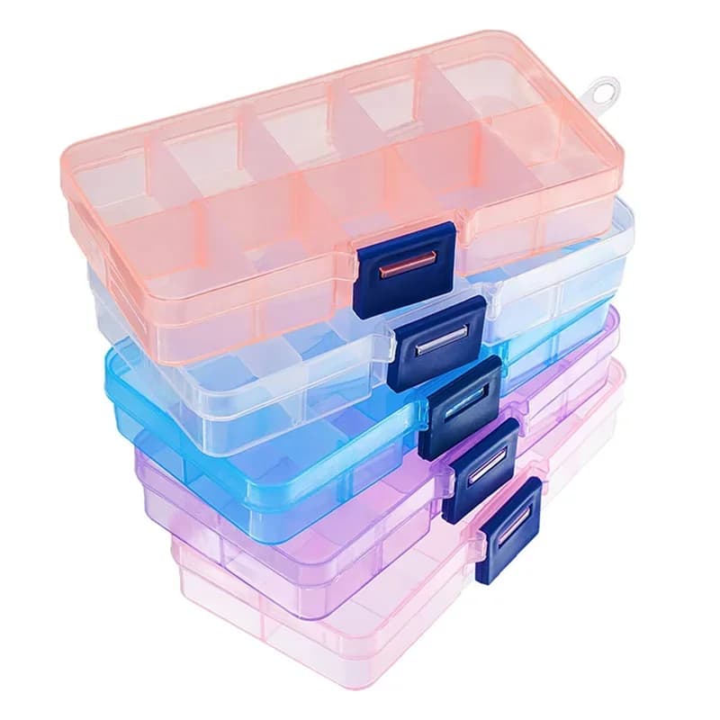 Scatola portaoggetti in plastica da 10 griglie Contenitore portaoggetti trasparente rimovibile Custodia per gioielli Scatola divisoria regolabile Contenitori per gioielli artigianali fai da te