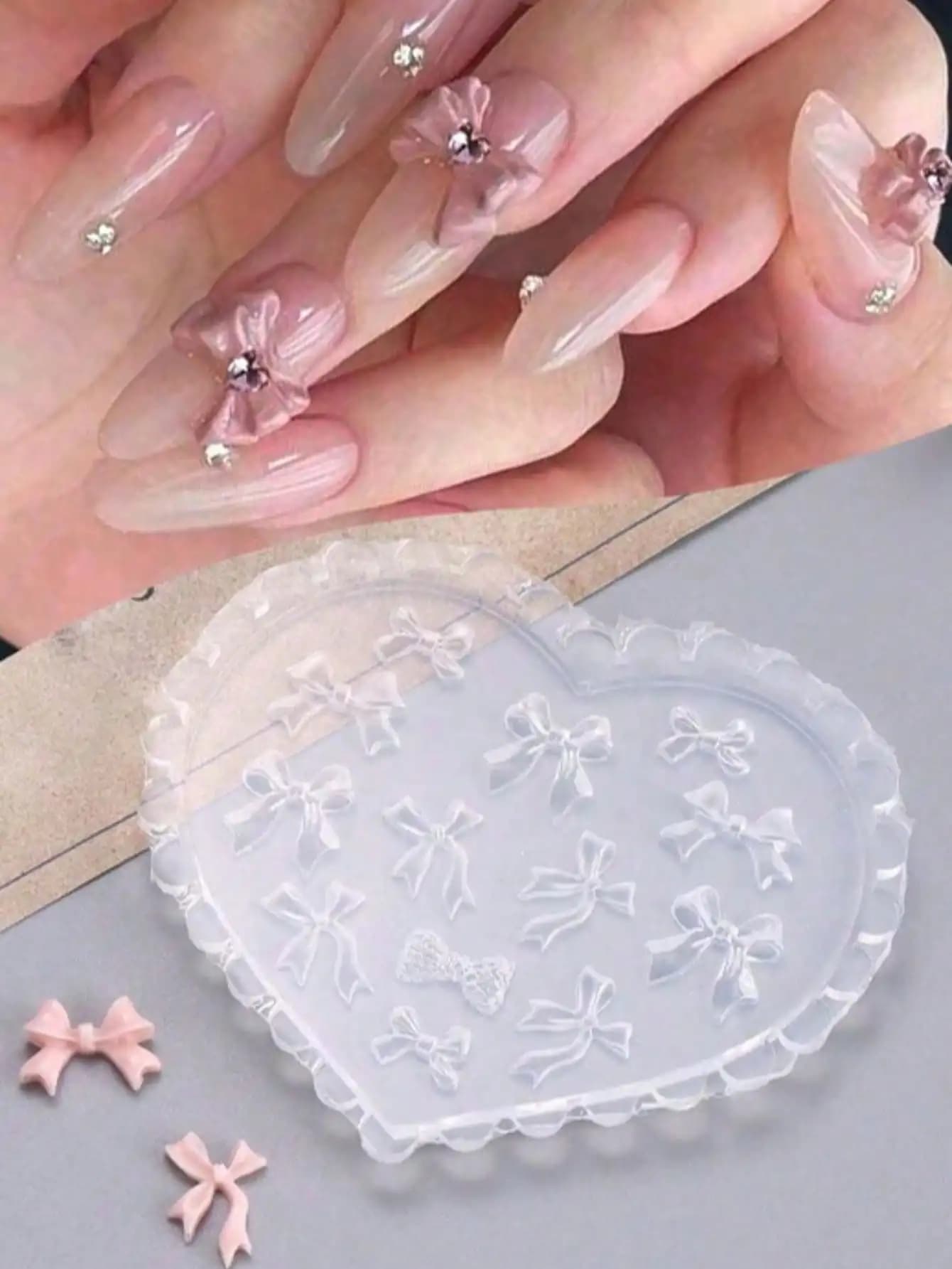 Stampo in Silicone 3D per Nail Art a Forma di Fiocco, Riutilizzabile, Design Misto, Accessori per Manicure Fai-da-Te, Forniture per Salone