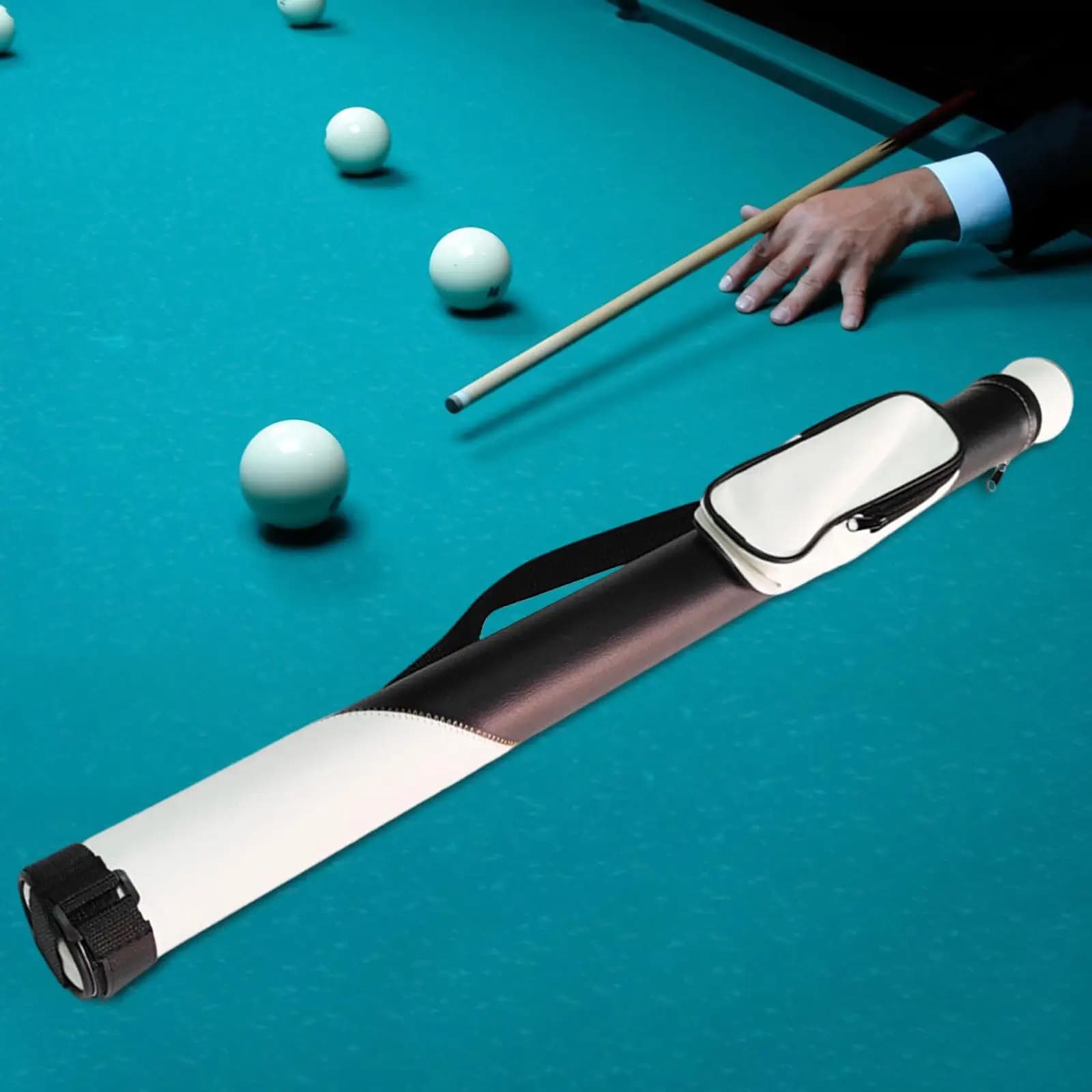 PU Leather Billiard Cue Bag Lightweight Storage Case with Shoulder Strap for Billiard Pool Cue Stick Protection