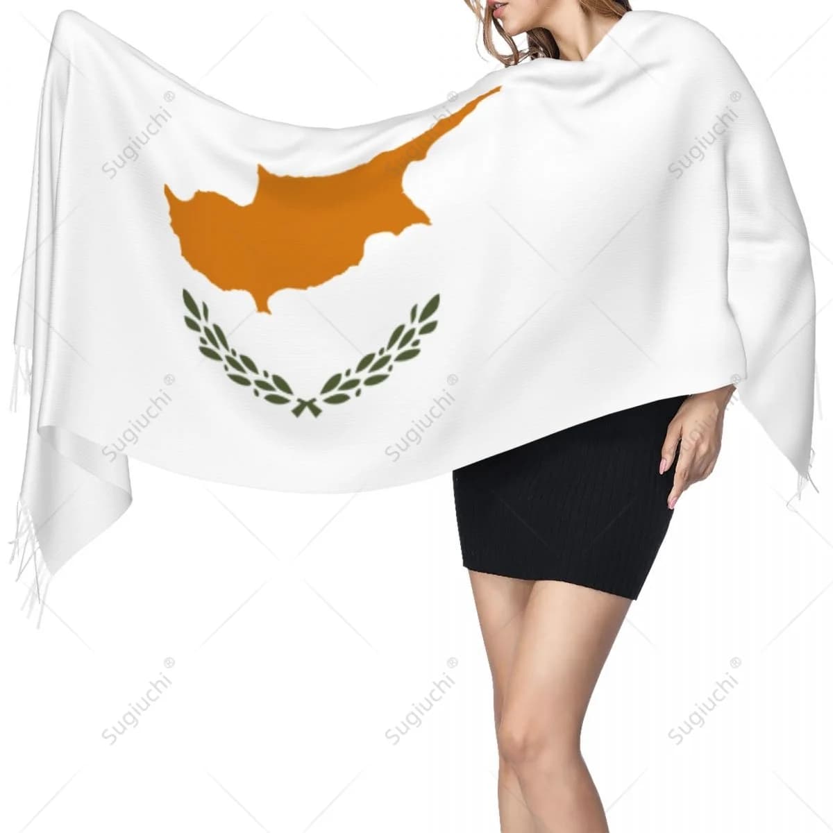 Sciarpa con bandiera di Cipro, pashmina calda, scialle, hijab, multifunzione, unisex, per primavera e inverno