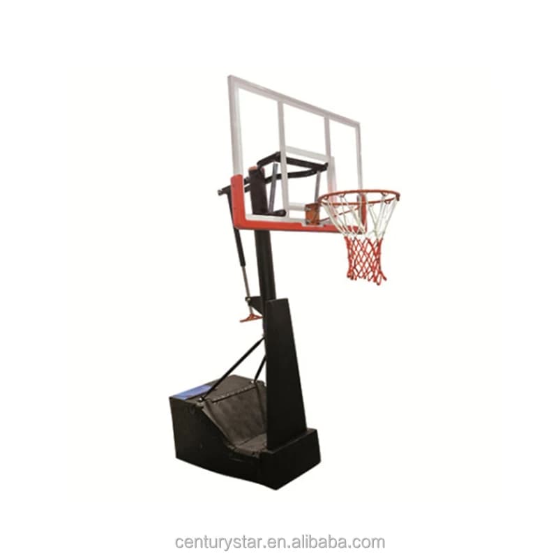 High Quality Tempered Glass Backboard In-Ground Basketball Stand with Adjustable Hoop Weatherproof Nylon Net Steel Frame
