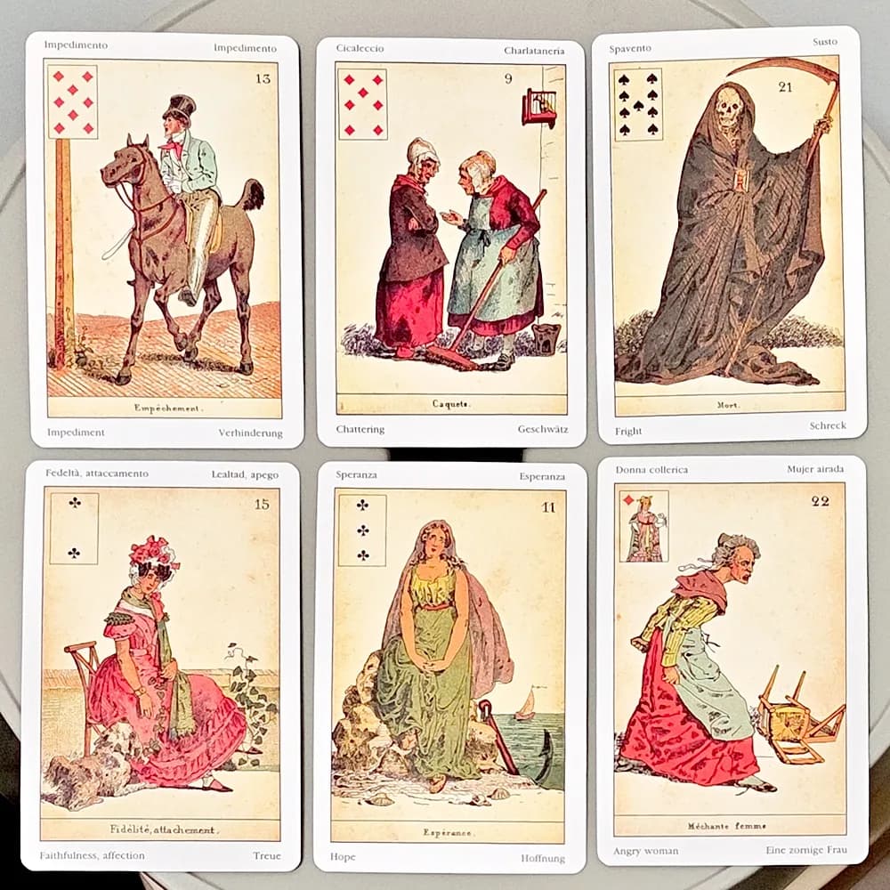 Carte Oracolo Sibilla Indovina 10,5*6 cm, Mazzo di Divinazione Vintage da 52 Carte - Stile Vittoriano Multilingue