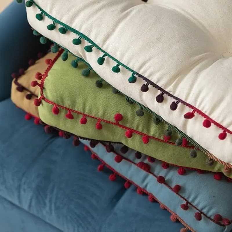 Vintage Square Cushion Sofa Thicken Seat Cushion for Living Room Velvet Floor Pillows Tatami Meditation Seating Cushion