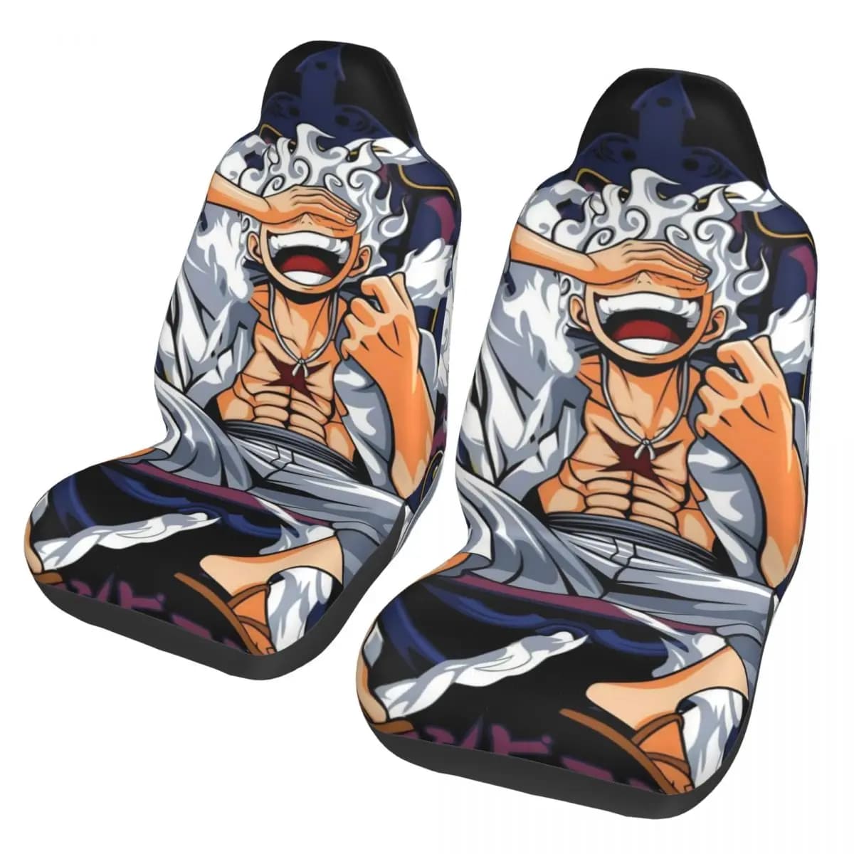 Coprisedile Auto Universale One Piece Luffy Gear 5 Devil Fruit, Protezione Sedile Auto Quattro Stagioni in Poliestere per Viaggi e Caccia