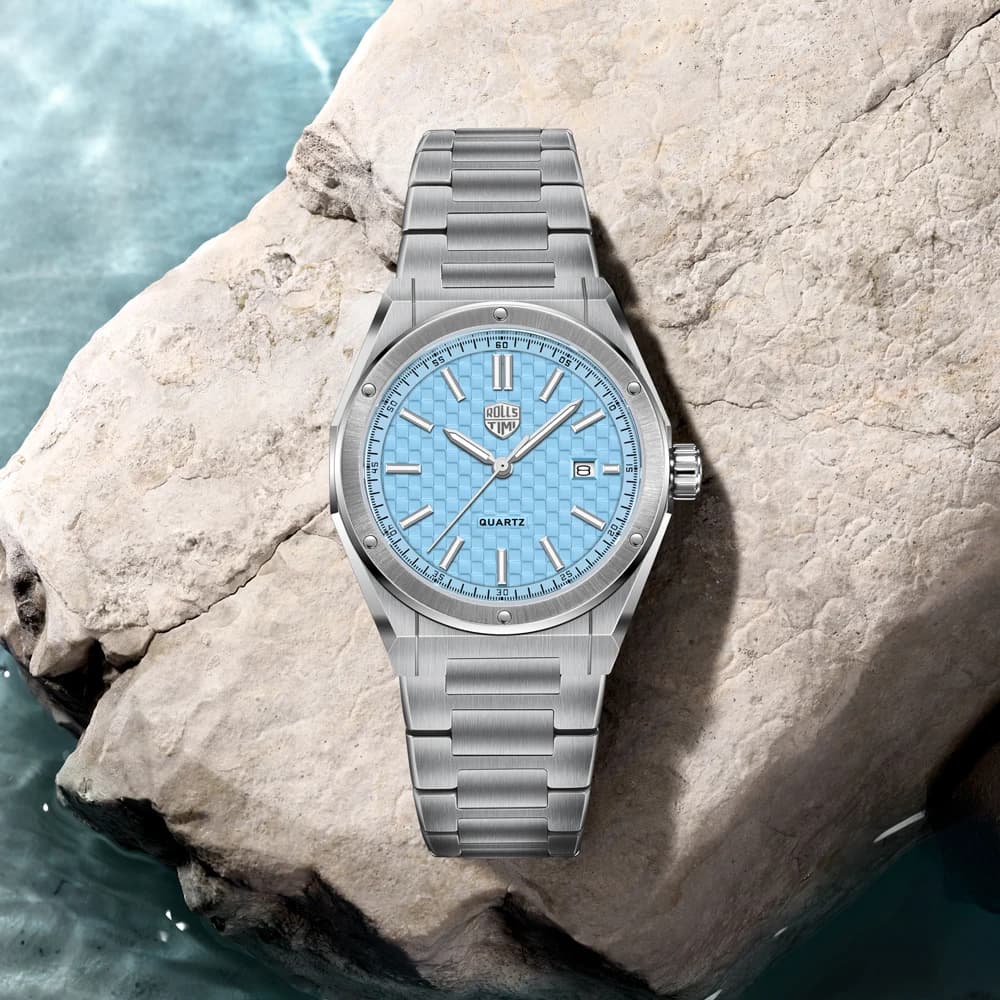 RollsTimi 2026 men's watch: New luxury men's quartz watch with AR sapphire mirror, waterproof, bright, stainless steel