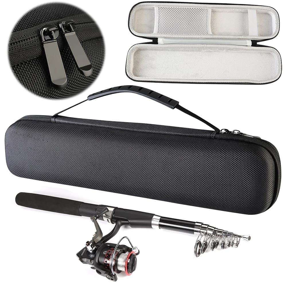Hard Shell Fishing Rod Bag Fishing Pole Carrier Shock Absorption Fishing Tackle Box Fishing Gear Organizer for Fishing Tools
