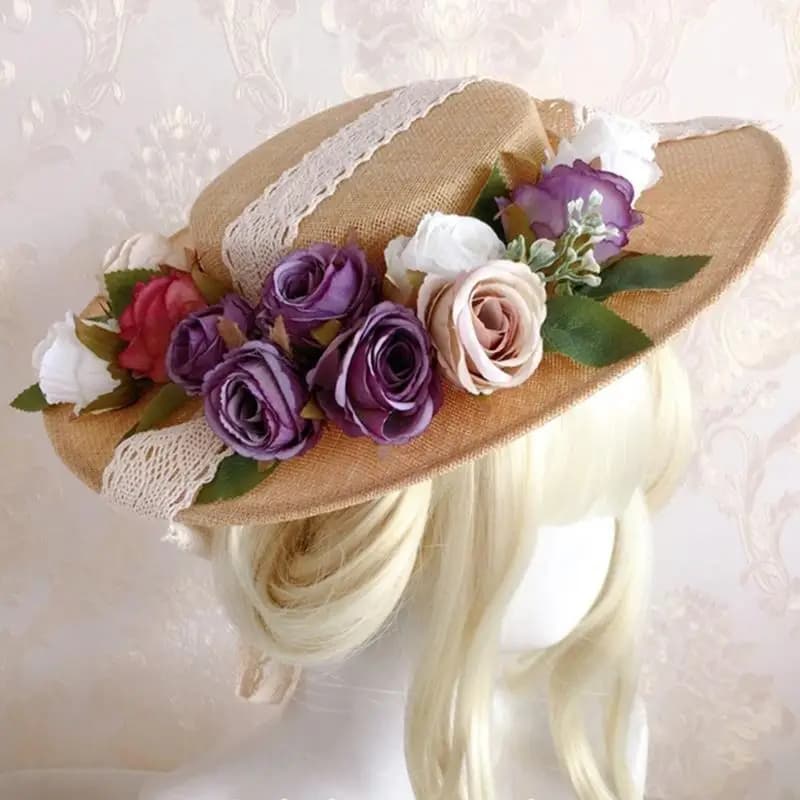 Summer Women s Hat Tea Party Hat Outdoor Sunscreen Flower Decor Sunshade Flat Hat Summer Beach Vacation Hats 6XDA