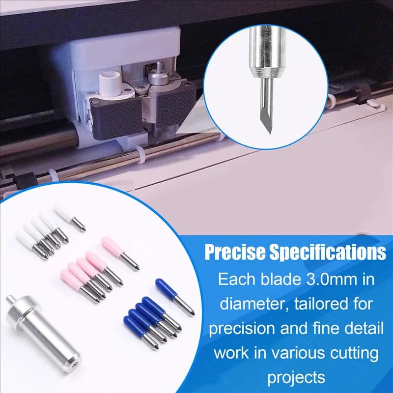 Lame per plotter ABKJ-30/45/60 gradi Coltello per pellicola per taglierina in vinile 15 pezzi per lame da taglio di ricambio Cricut Joy con supporto per lama