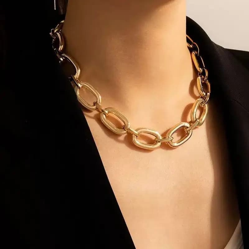 Fashion Hip Hop Simple Short Thick Chain Single Layer Necklace, Trendy Metal Clavicle Chain Jewelry for Women Men