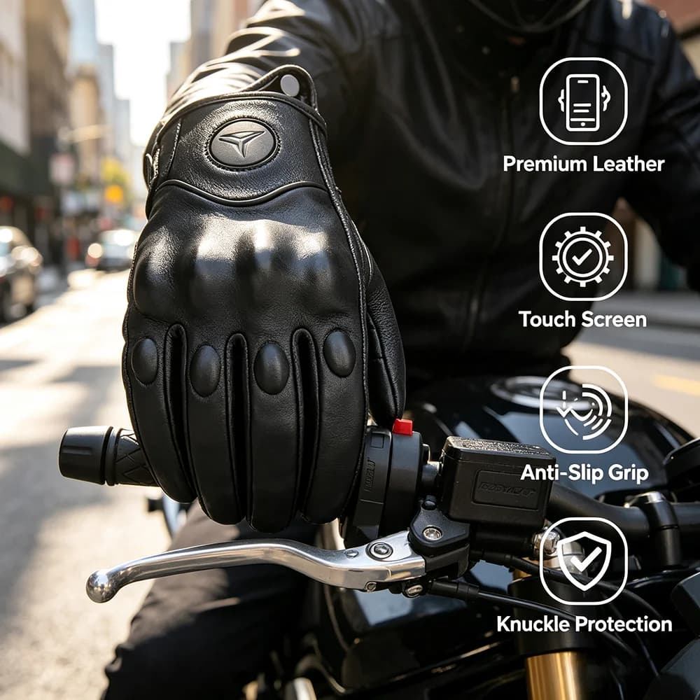 Guanti da equitazione per moto da donna per tutte le stagioni Guanti touchscreen ATV da motocross in pelle rinforzata con fibra di carbonio termica antivento
