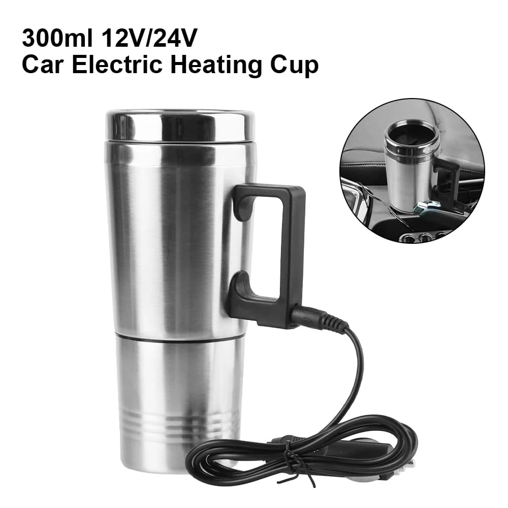 12V/24V 300ml Stainless Steel Camping Travel Kettle with Electric Heating for Vehicle Heating Cup