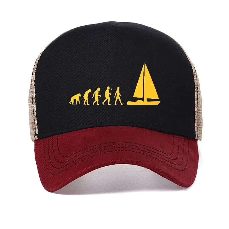 Cappello da uomo Fashion Evolution Sail Boat, stile estivo, visiera traspirante in rete, cappello trucker, berretto da baseball regolabile da capitano.