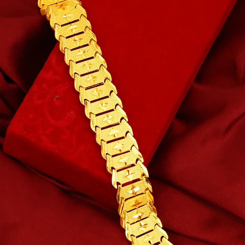 Luxury 24K 9999 Pure Gold real gold Gysophila Lace Men's Watch Chain Men's Bracelet