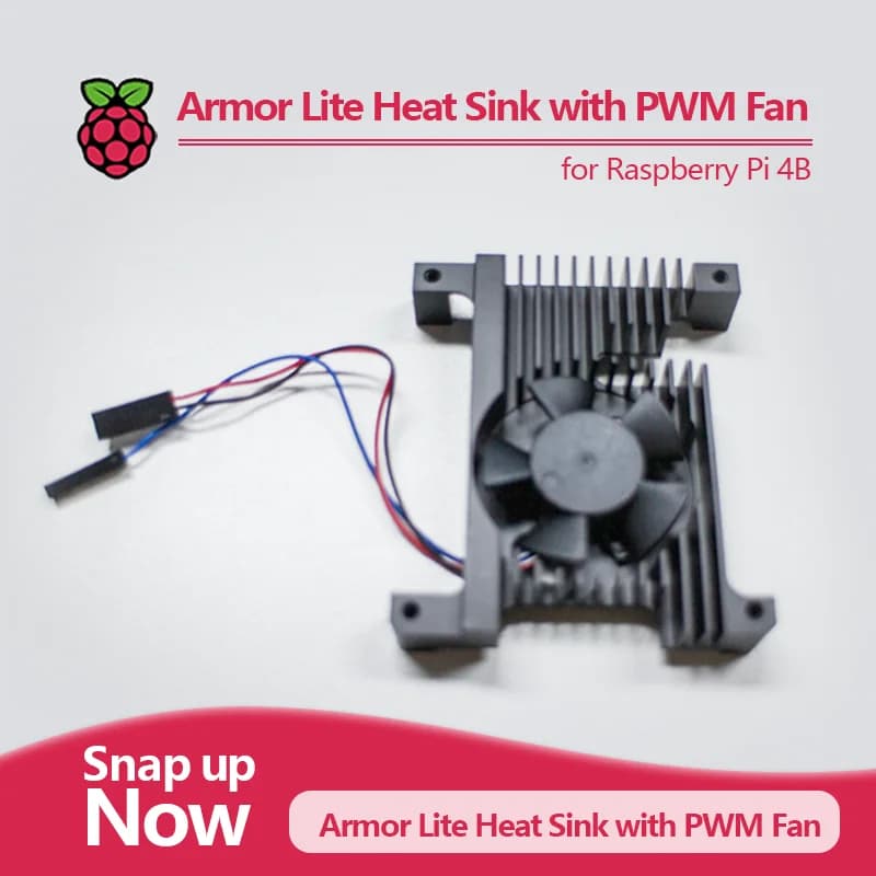 Armor Lite heat sink with PWM fan for Raspberry Pi 4B