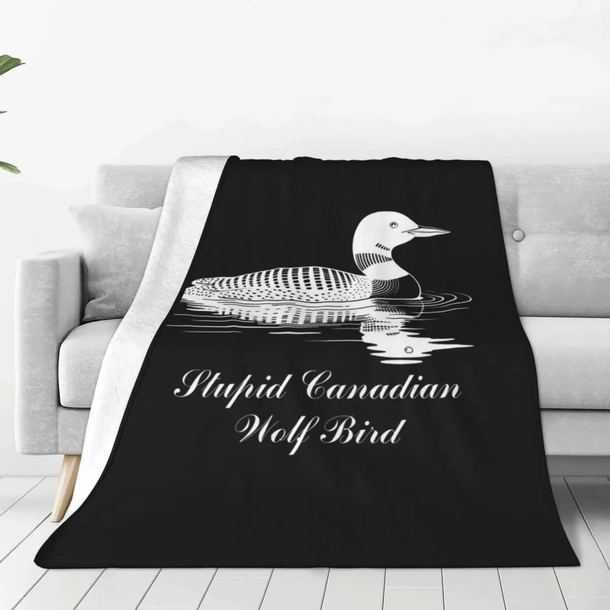 Heated Rivalry Stupid Canadian Wolf Bird Blanket Soft Warm Flannel Throw Blanket Cover for Living room Picnic Travel Home Sofa